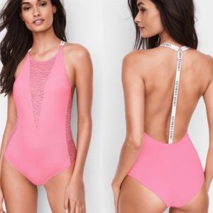 Victoria’s Secret pink logo stretchy bodysuit